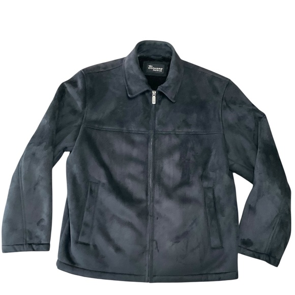 Docker's Premium Men’s Jacket Faux Suede Faux Fur Lined Black Size Medium NEW - Picture 1 of 9